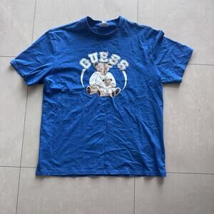 GUESS Originals Blue Teddy Bear Graphic T-Shirt Size M Heritage Collection